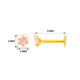 22K Yellow Gold Assorted Small Pink Nose Pin with Screwback with gold weight of 0.18g